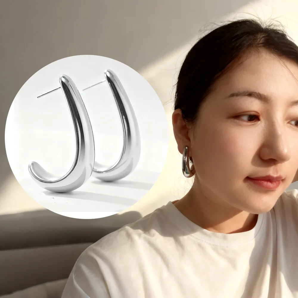 2026 for Explosions C-word Platinum Plated Geometric Hoop Earrings Simple European American Style Fashion Ear