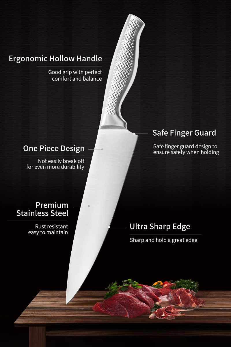 Support OEM/ODM 6 Piece Chef Knife Stainless Steel Professional Kitchen Knife Set with Knife Block
