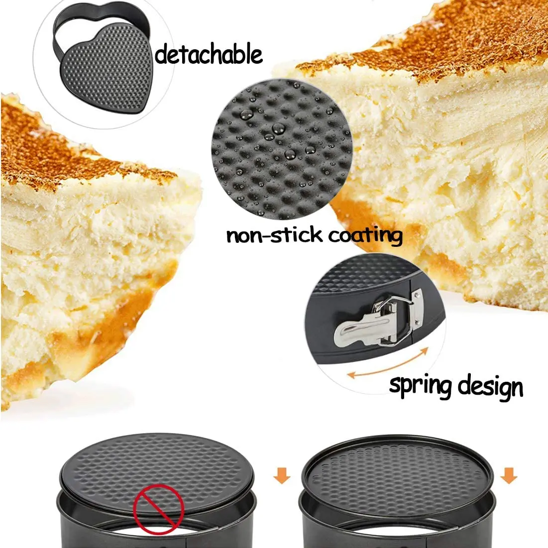 Bakeware Heart Shaped Springform Cake Pan with Removable Bottom Baking Mold For DIY Dessert Love Round Heart Square Shape