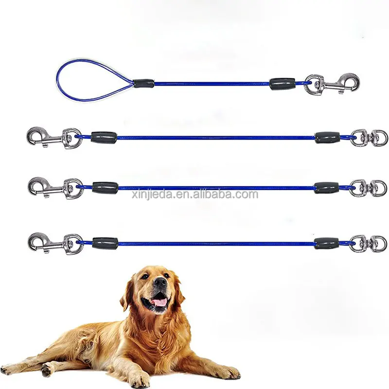 Custom Double Metal Dog Leash Steel Wire Dog Leash Rope Cable Tie Outs