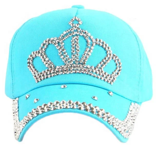 Girls Women Cotton Twill Bling Baseball Hats Caps with Crown Rhinestones and Studs