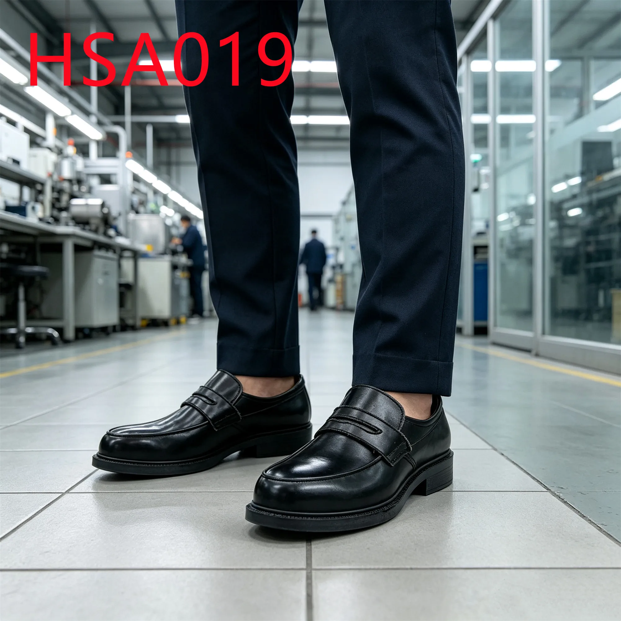 HY,Site Inspection Steel Toe Insert Manager Safety Shoes Quick On/off Mask-style Full Grain Leather Leader Work Shoes HSA019