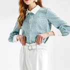 Silk Shirt Shirt Huiquan Custom Elegant Long Sleeve Blouse Silk Soft Shirt Summer Casual Lady Blouse
