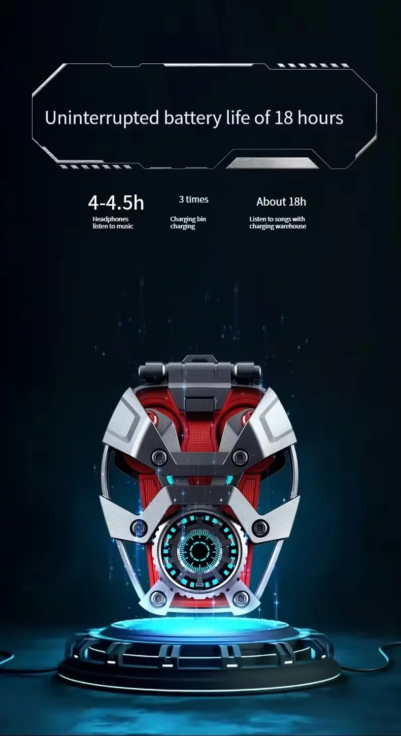 2024 TWS CD3 Alloy Shell Mecha Power Planet Design ENC Low Latency Gaming Earbuds LED Battery BT5.3 Wireless Call Noise In-ear