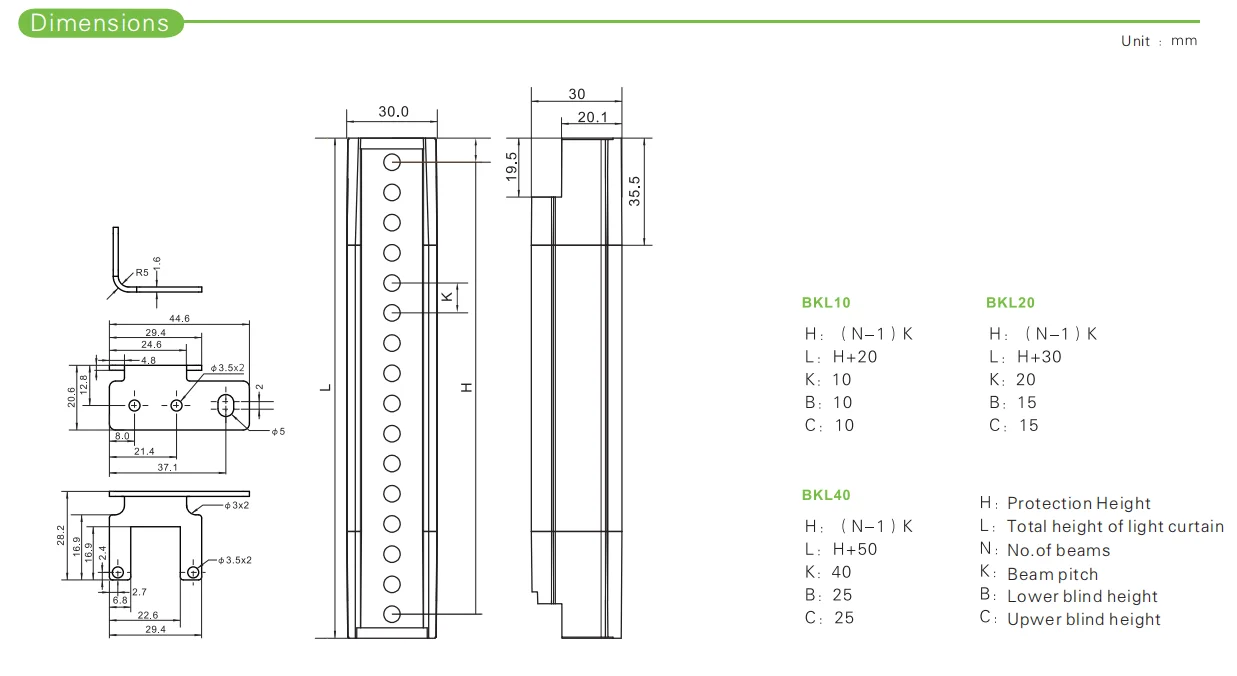 Akusense Machine Indoor Safety Light Curtain Sensors for Press Brake China Outdoor Safety Curtain Sensor Mini Muting