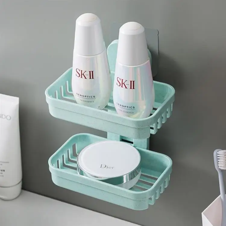 Hot Sale 2pcs Storage Shelf Bathroom Decoration Soap Rack Shower Douche Accessories Plastic Bathroom Accessories Soap Holder