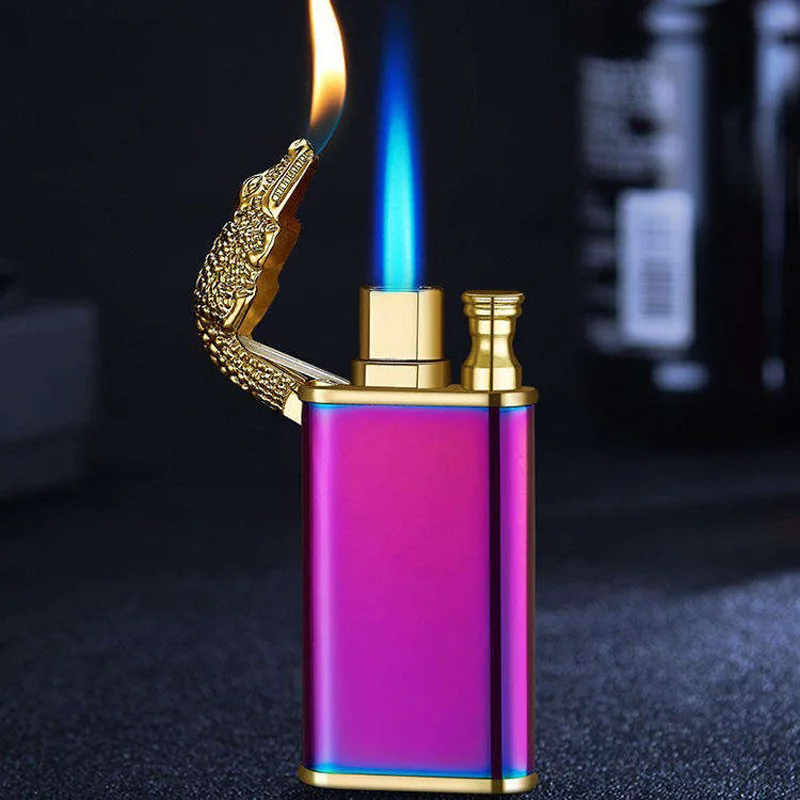2023 Creativity Frosted Crocodile/Dolphin Model Butane Lighter Double Flame Cigarette Lighter Custom Logo
