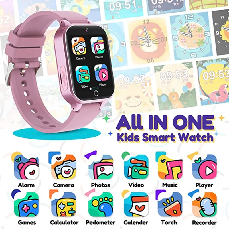 Reloj Inteligente para Niños con 26 Juegos, Cámara de Pantalla Táctil HD,  Juguetes Educativos, Relojes para Niños y Niñas de a 12 Años