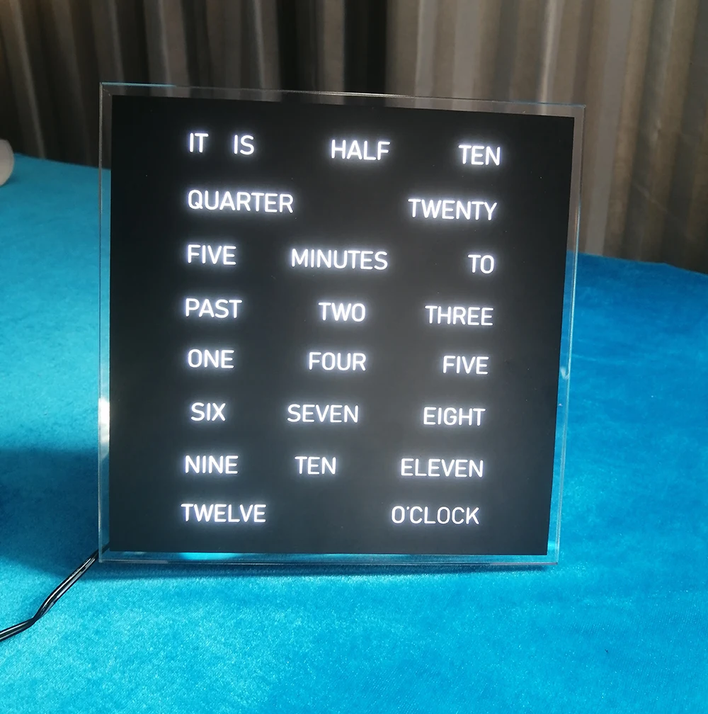 Vintage Unique Design Customized Language Wall Wording Clock Home Decor Dutch French German Table Electronic Word LED Clock