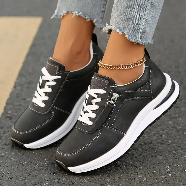 High-Quality New Models Classic Women Breathable Sneakers Casual PU Material Shoes Women's Cushioning Walking Style Shoes