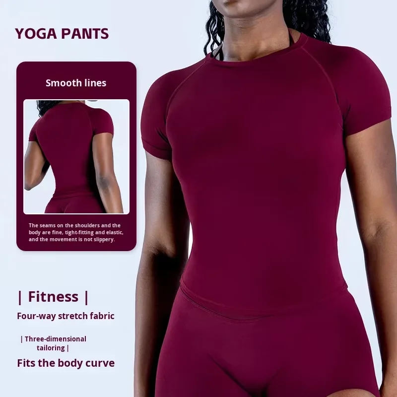 For Quick-drying Breathable for Yoga Clothes High Elastic Seamless Nine Quarter Sleeve T