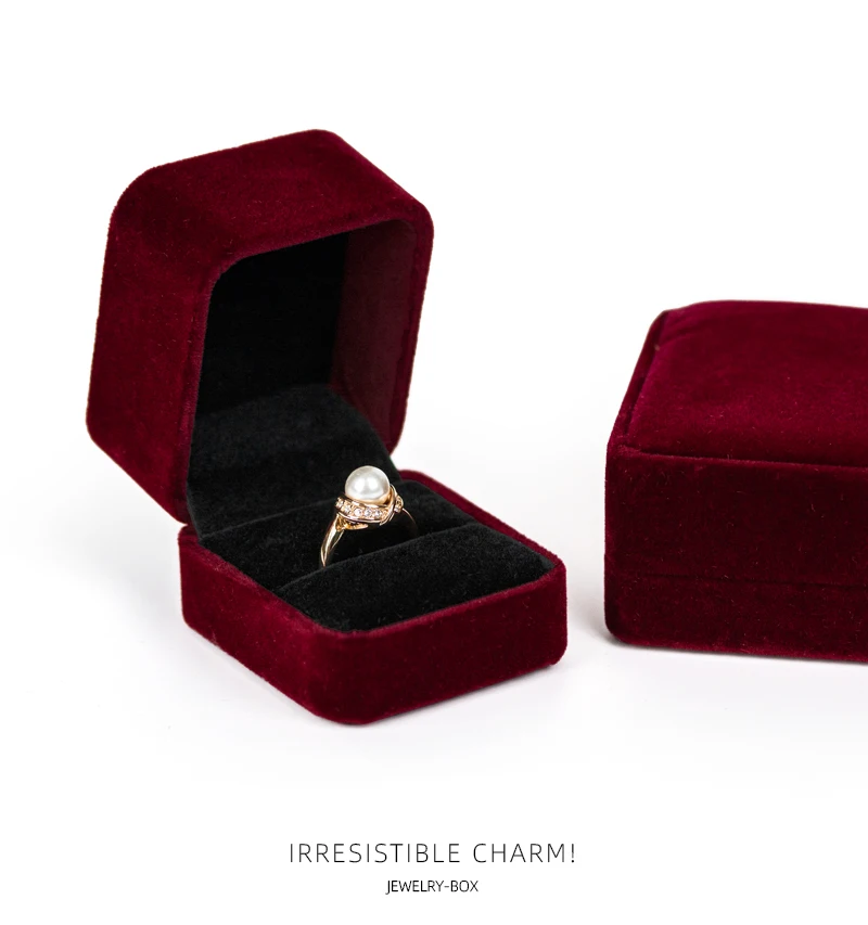 Forte Jewelry Package Box Luxury Wine Red Cream Velvet Jewelry Box Gift