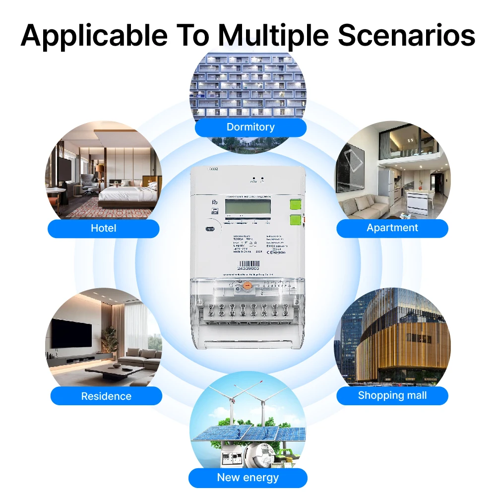 Smart Electrical Meter Device Bluetooth Power Energy Wifi Digital Three Phase Electricity Meter for  Digital Electricity Meter