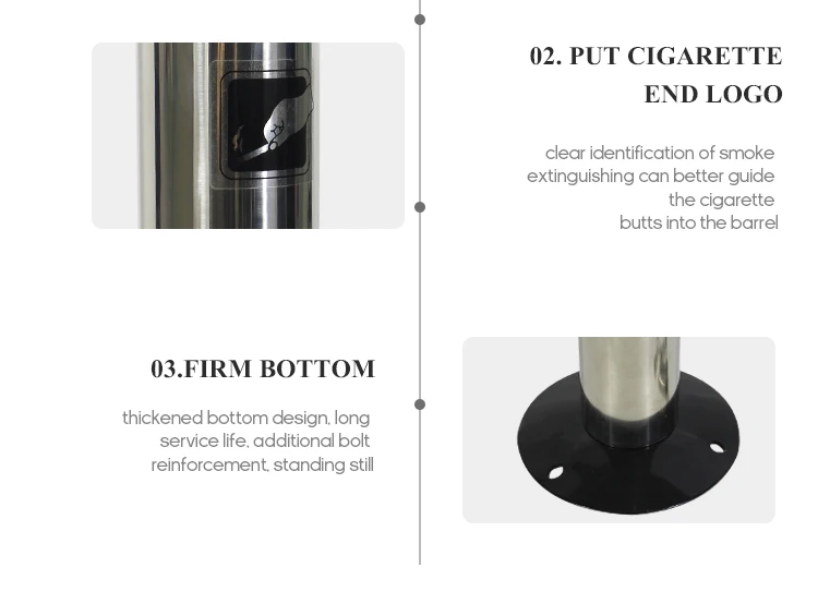 Hot Sale Wholesale 304 SUS Standing Ashtray New Ashtray Design with Lock for Indoor and Outdoor