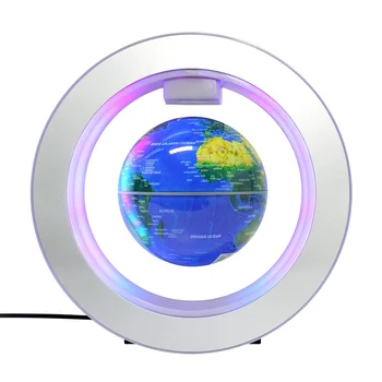 Round lighting frame magnetic  rotating and floating globe with world map