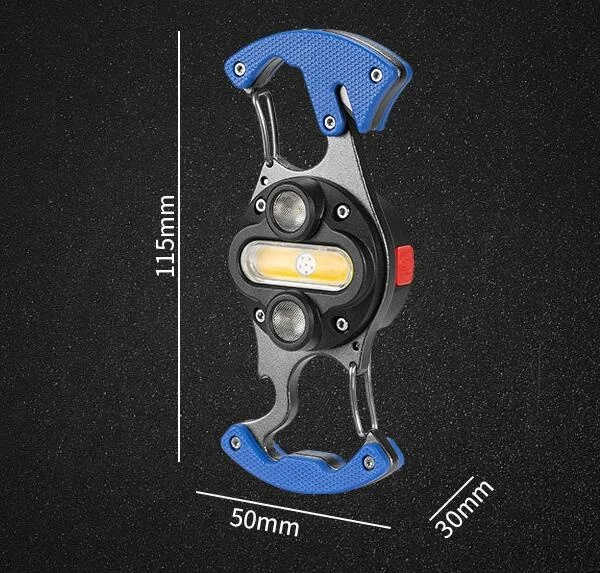 COB Keychain Work Light Bright Rechargeable Mini Flashlight Portable Pocket Light with Folding Bracket Bottle Opener for Camping
