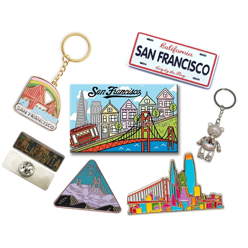 Custom Golden Gate Bridge Keychain Magnet Pin Badge - San