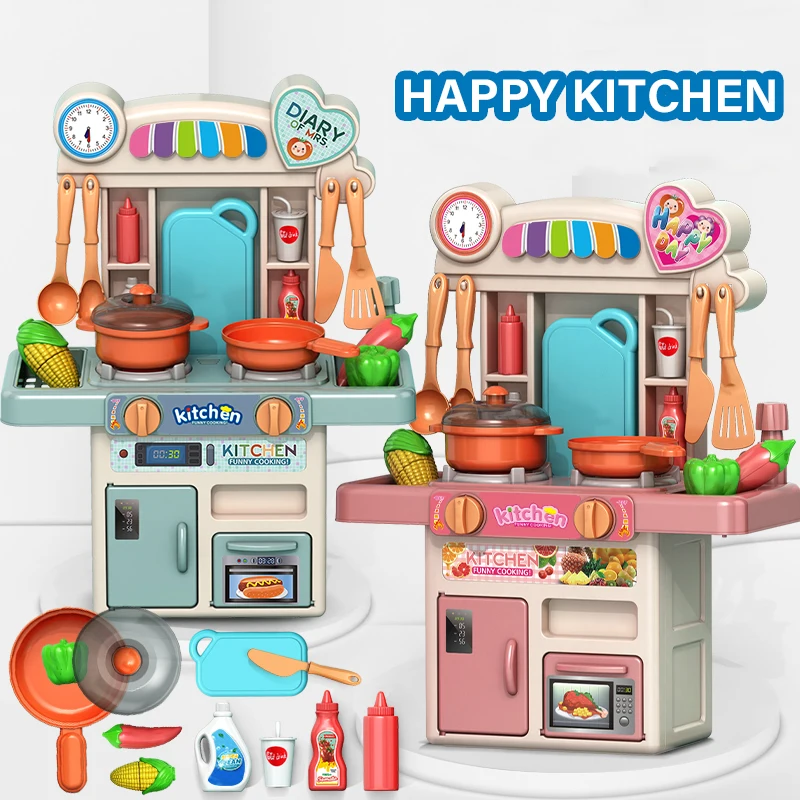 C'dear Cocina Juguetes Para Ninas Happy Kitchen Vegetable Refrigerator Accessories Cooking Toy Set Pretend Play Big Kitchen Toys