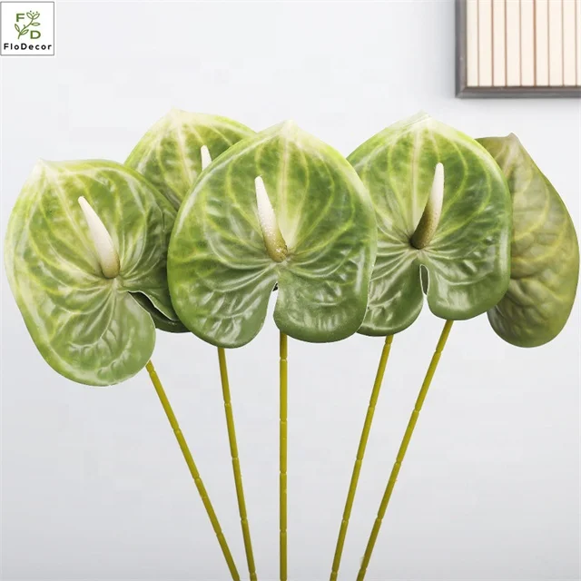 Wholesale Artificial Plastic Anthurium Flowers Real Touch Plant for Home Wedding Party Decoration Table Centers Piece