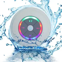 Portable TF/FM radio subwoofer waterproof shower music suction cup speaker wireless LED blue tooth speaker with microphone