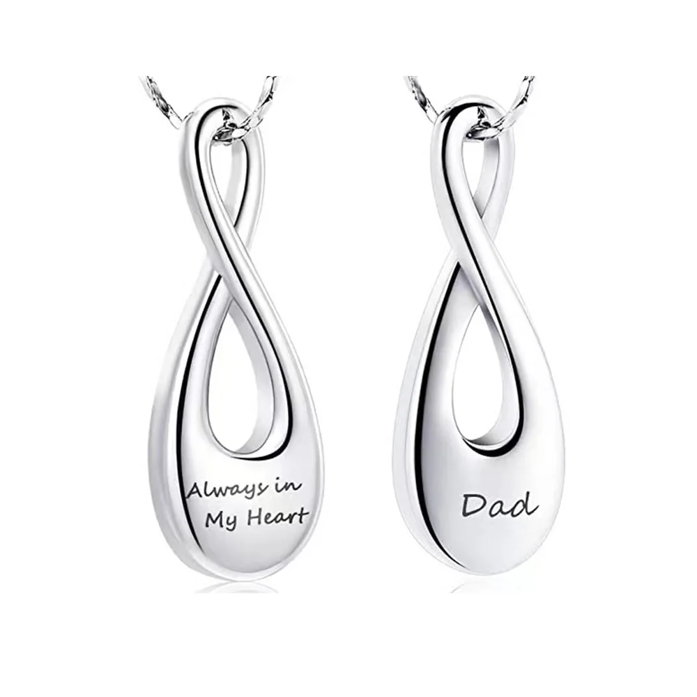 Personalized Tear Drop Cremation Urn Necklace for Ashes Always in My Heart Memory Necklace Jewelry Gift for Men and Women