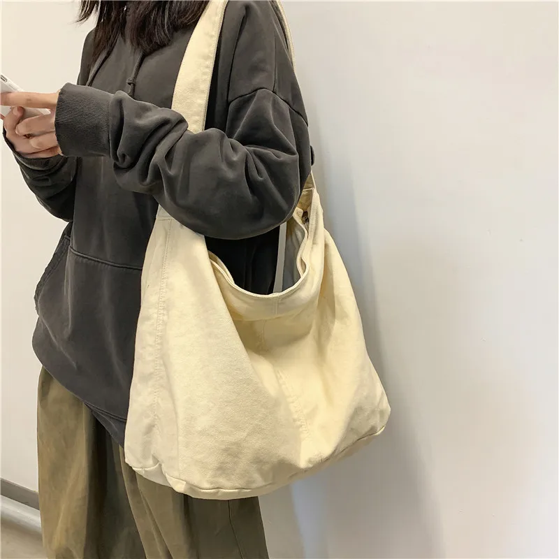 Simple Canvas bags for women 2023 new Casual Tote Soft design Messenger Bags  travel shoulder bag shopping bags girls school bags 