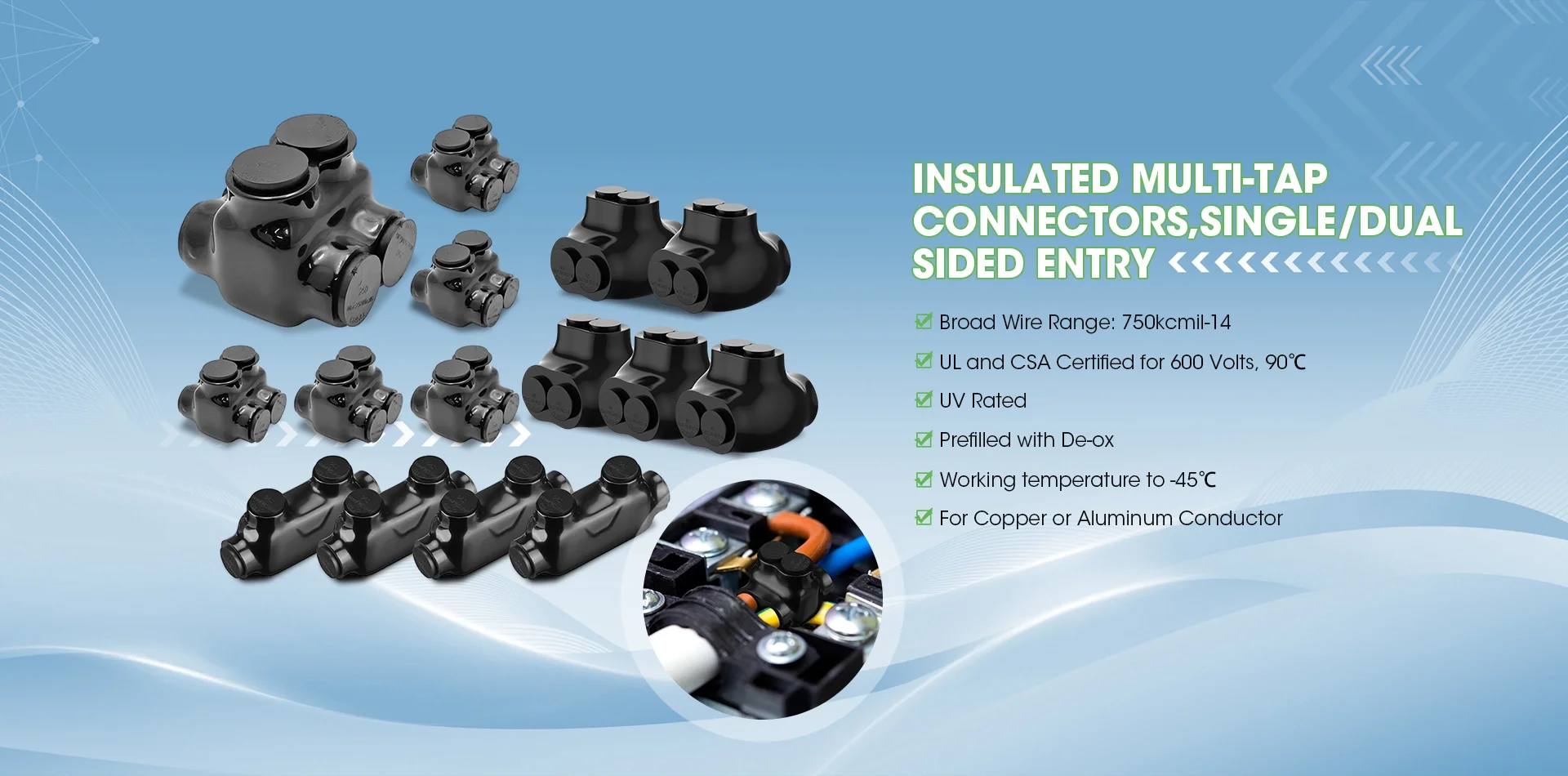 Electrical Power in-Line Splice Connectors - Dual Sided Insulated