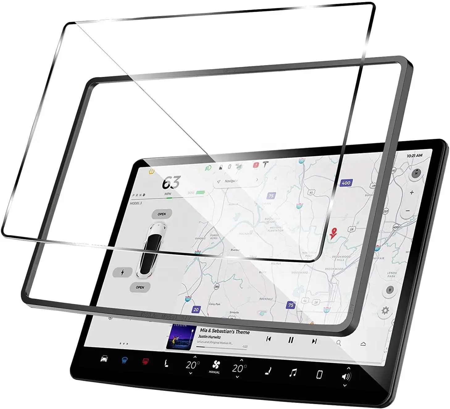 For Tesla Model 3 /Y/X 9H Hardness Safe Anti Shatter Center Control Touch Screen Car Navigation Tempered Glass Screen Protector