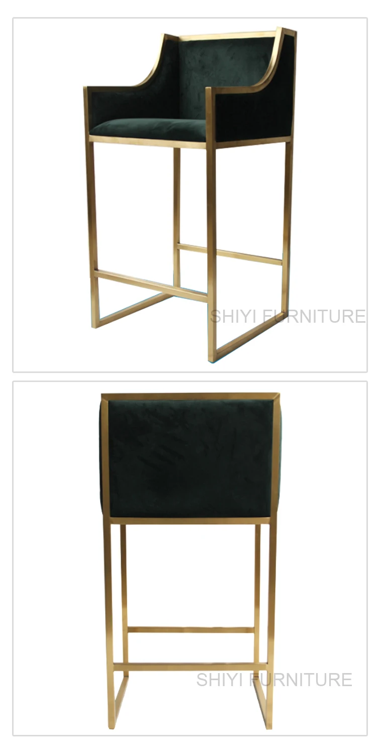 Mid back stainless steel bar stool chair with footrest