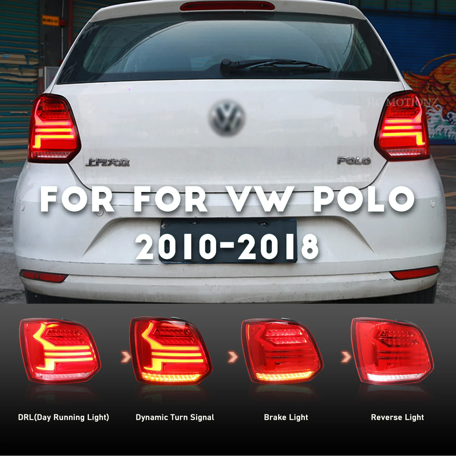 HCMOTIONZ Popular Dynamic Turn Signal Vento Ameo Polo MK5 Vivo Sedan LED Tail Lights 2010-2018 Car Back Rear Lamps for VW Polo