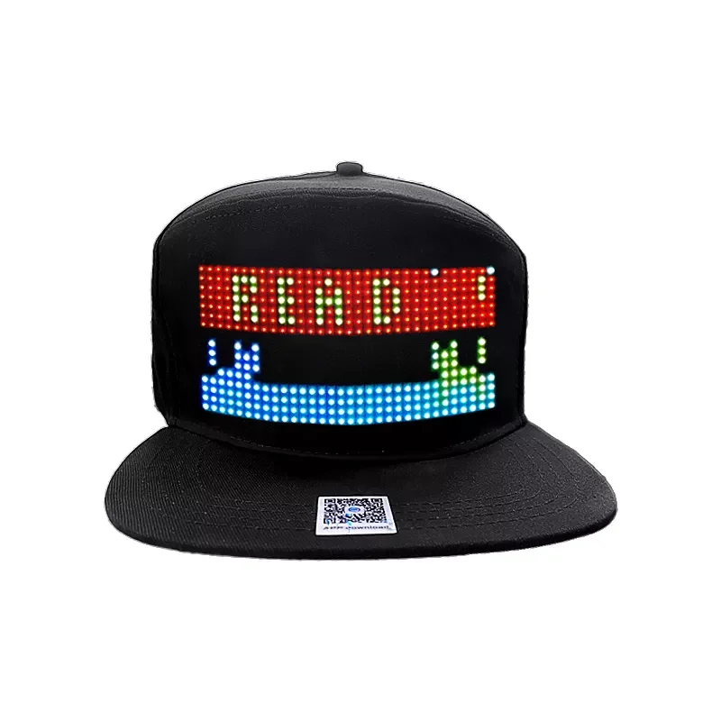 Rgb Color Light Up Led Cap Multi Language Led Display Hat Scrolling