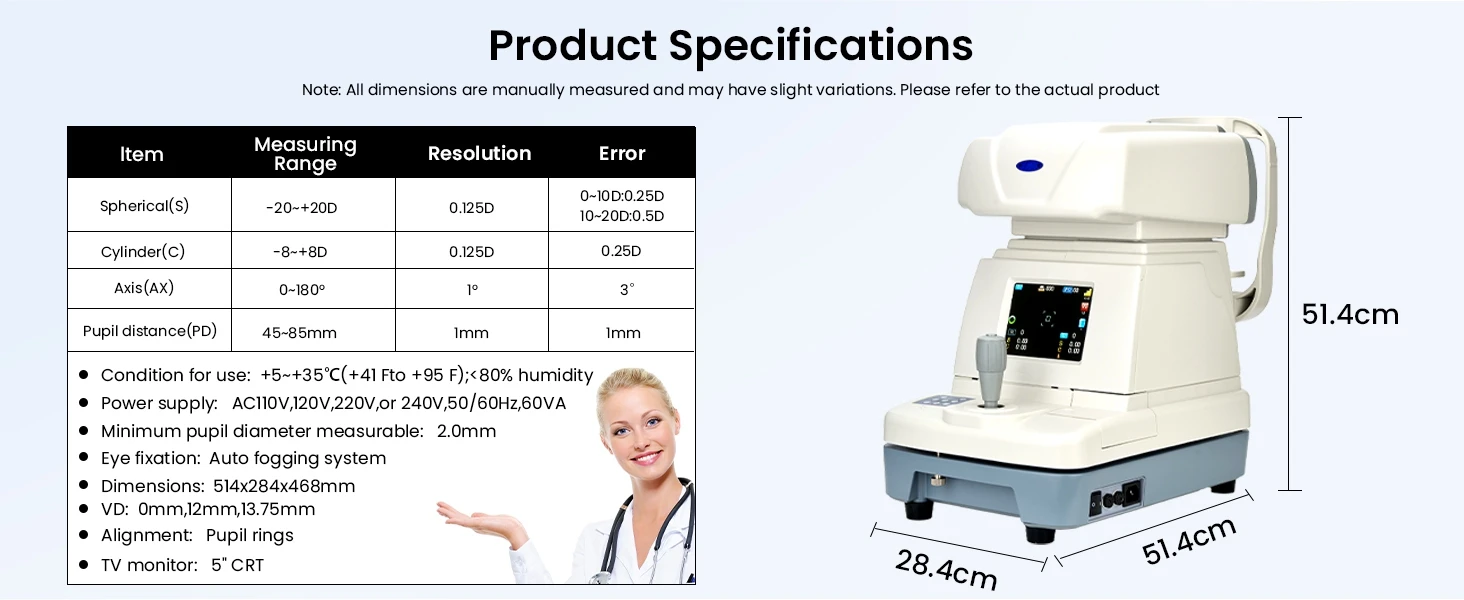 Optometry Equipment Auto Refractor and Adjustable Screen FA-6000A Eye Autorefractor