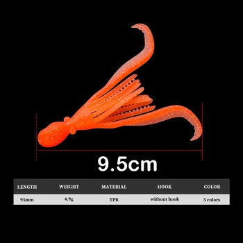 Cheery High Quality 4.9g Artificial Squid Jig 5 Colors Luminous 95mm Soft Fishing Lure TPR Material Squid Soft Lure for Shore Fi – Soft Lure – view 3