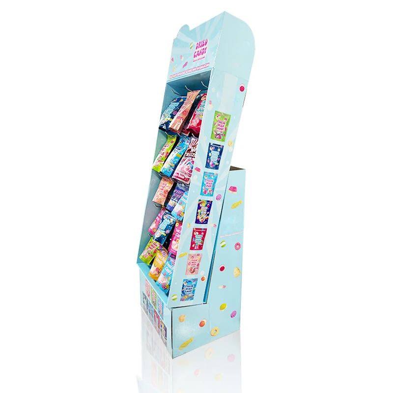 Custom Pop Creative Candy Floor Display Unit Rack Retail Store Product Cardboard Sweets and Candy Display Stand