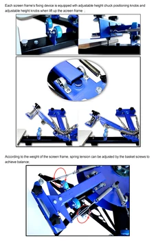 4箇所シルクスクリーン印刷機 本体 手動スクリーン印刷機 4色 360度回転 シルクスクリーン DIY印刷