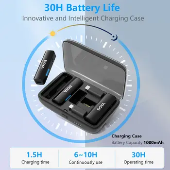 BOYA LINK Wireless Lavalier Microphone Noise Cancellation Lapel Mic With Charging Box for IPhone Type-C Smartphones Cameras detail image