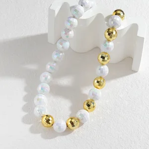 Ins Style Multicolor Beaded Necklace Irregular Pendant Layering Chain Light Luxury Minimalist Jewelry for Women