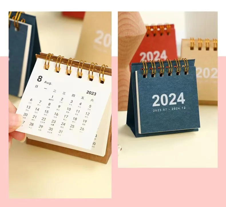 2024 Creative Minimalist Tabletop Ins Mini Basic Desk Calendar Sprial Wire Ornaments Student Schedule Plan Book details