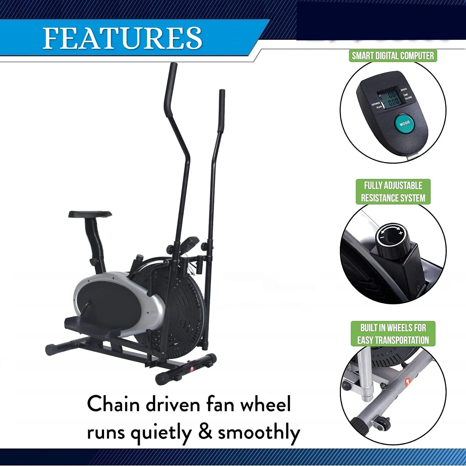 ORB2000S Exercise Bike Silver Color Orbitrac Gym Equipment