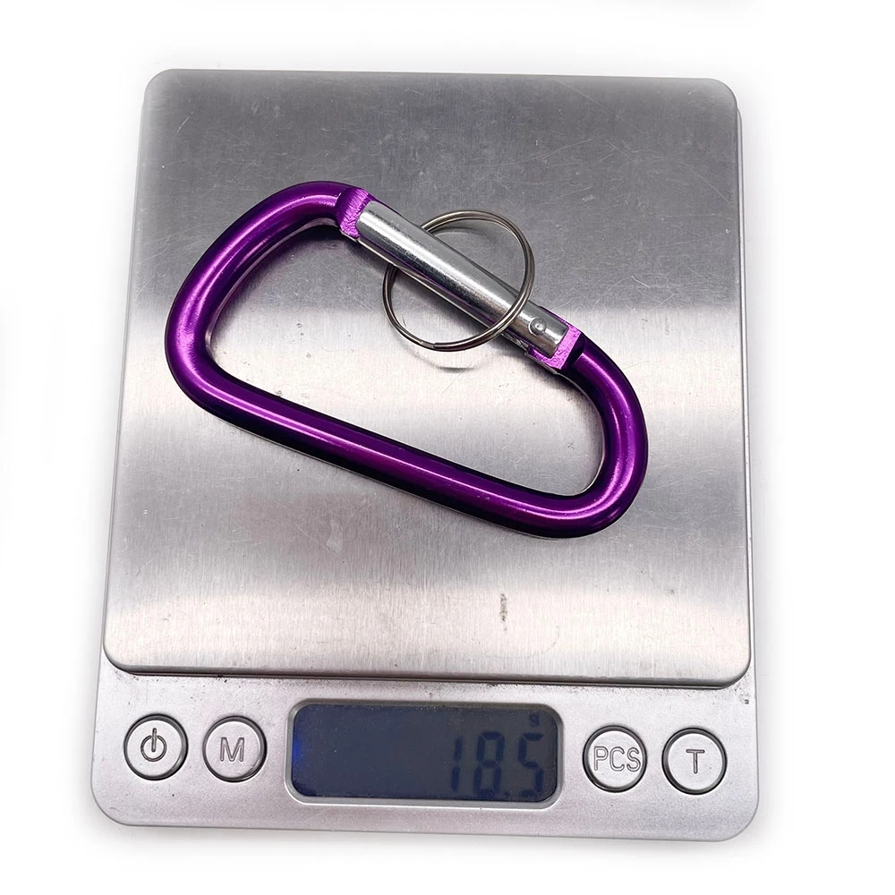 BT-A88 6pcs Round 78mm Karabiner Custom Logo Keychain Aluminum Hooks With Key Ring Carabiner D Clip 3" Gold Carabiner