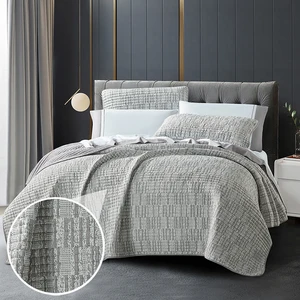 For Customizable Modern Minimalist Style Gray 100% Polyester Woven Eco-Friendly All-Season 4-Piece Bedspread Set