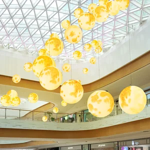 Solar Powered Nordic Lamp 90 18650 Lithium Battery Decorative Iron Minimalist PE LED Lighting for Garden Big Ball Moon Design