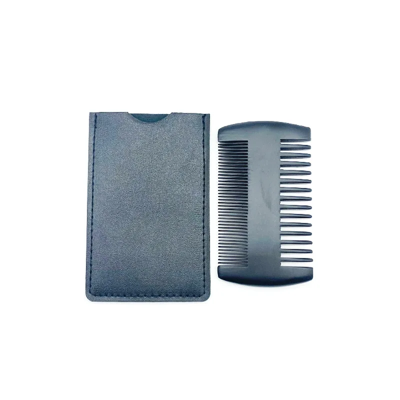 Personalized Anti Static Detangling Custom Double Teeth Wooden Mustache Comb Beard Pocket Comb