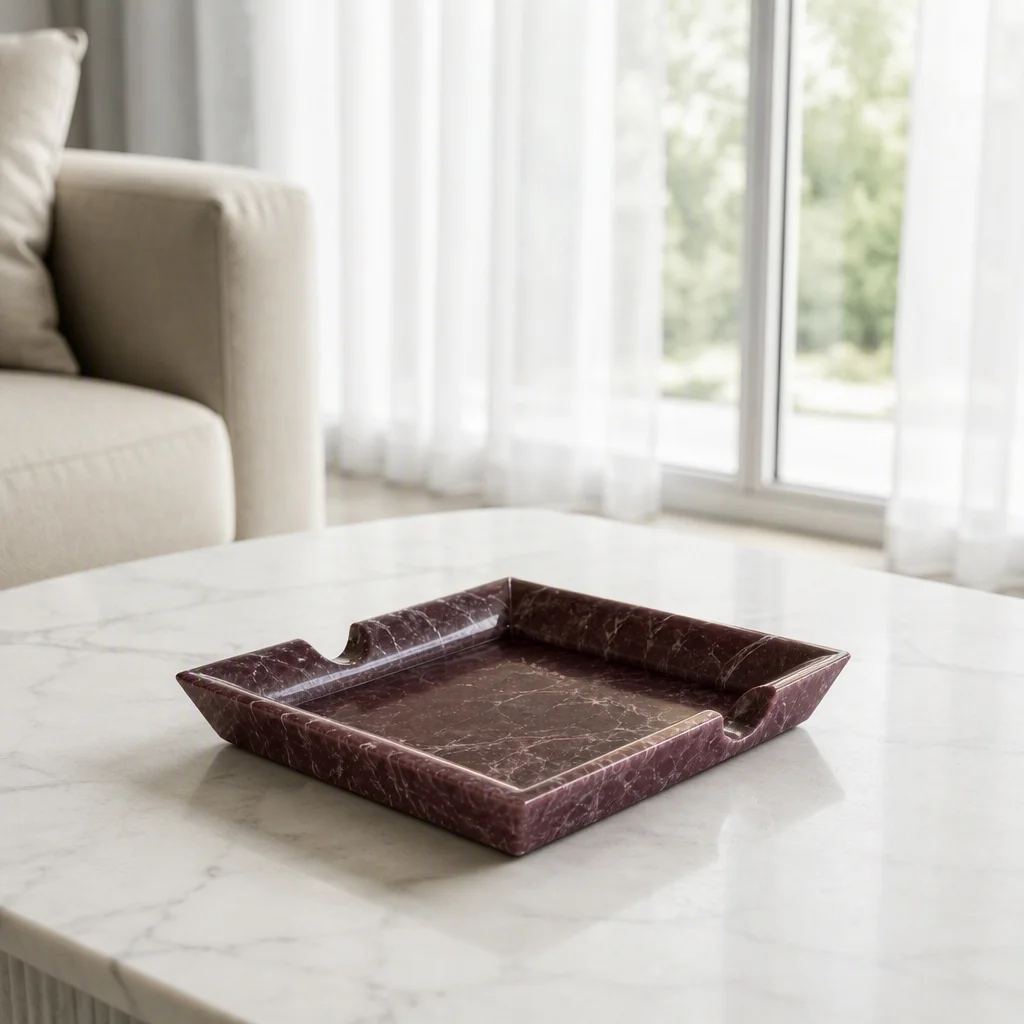 Handgefertigter quadratischer Marmor-Zigarrenaschenbecher aus Naturstein, Aschenbecher für Zigaretten, Dekoration für Wohnzimmer oder Couchtisch, OEM/ODM, Großhandel