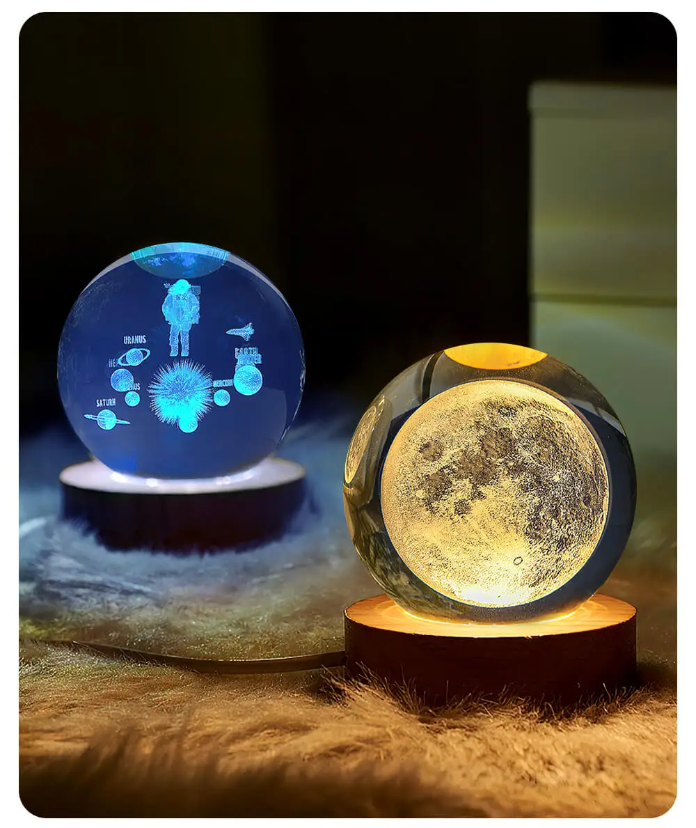 3d Art Crystal Ball Night Lamp Luminous Crystal Ball Decoration Solar
