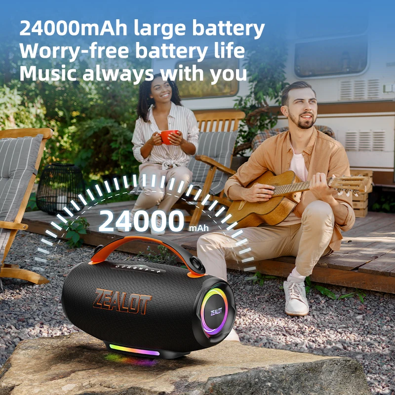 100W Portable Bluetooth Speaker Zealot S167 - Waterproof & LED