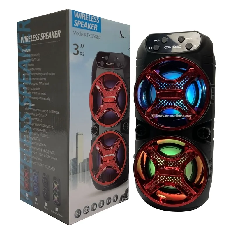 KTX-1588C Dual 3 Inch Amplifier Portable Speaker for Outdoor