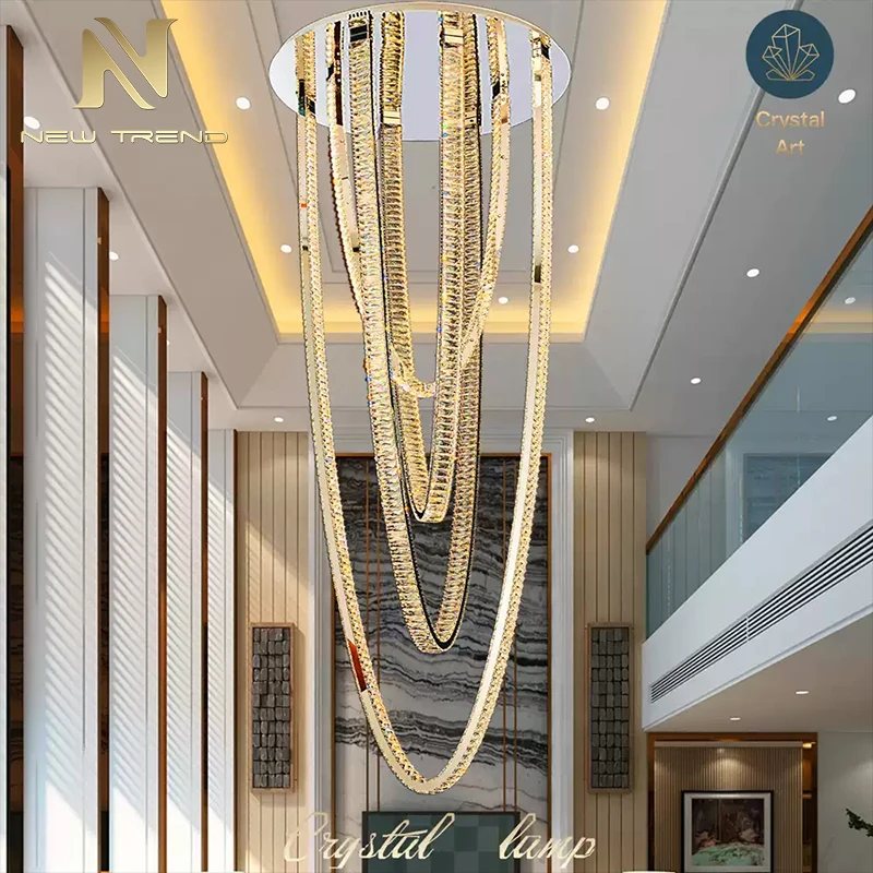 CPL-381 Professional Bespoke Large Lighting Indoor Decoration Hotel Lobby Villa Staircase Crystal Led Chandelier