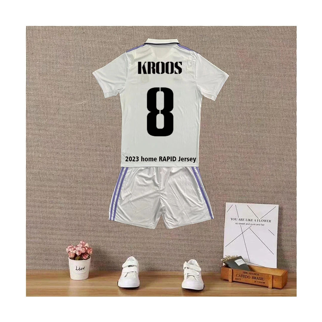 Thailand Quick Dry Child Sports Jersey Kit Real Kid Madrid Football