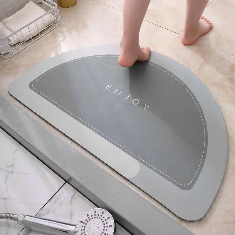 Hot Selling Semicircle Diatom Mud Bath Mat Soft Non Slip Bathroom Mat Kitchen Living Room Mat